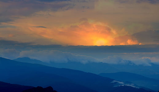 mountains under clouds during sunset thumbnail