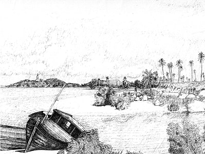 Abandoned Boat with Black Ink thumbnail