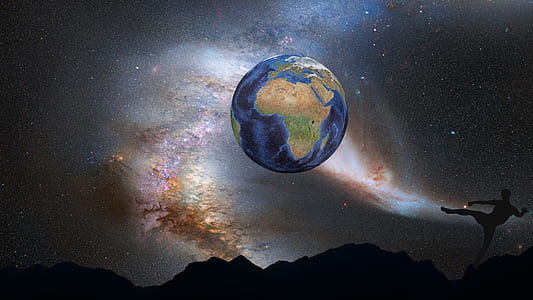 earth painting with silhouette of man thumbnail