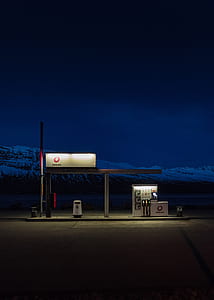 turned-on lights on gas station thumbnail