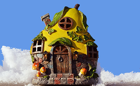 miniature yellow and green house figure thumbnail