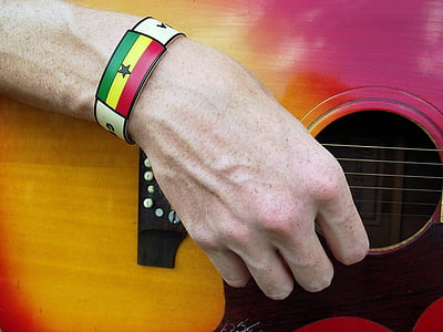 close-up photography of ]person playing guitar thumbnail