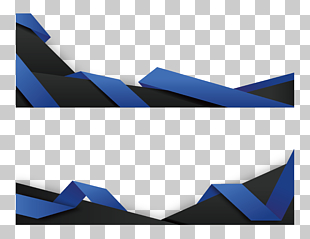Paper Web banner Origami, Blue origami banner, two black-and-blue borders PNG clipart