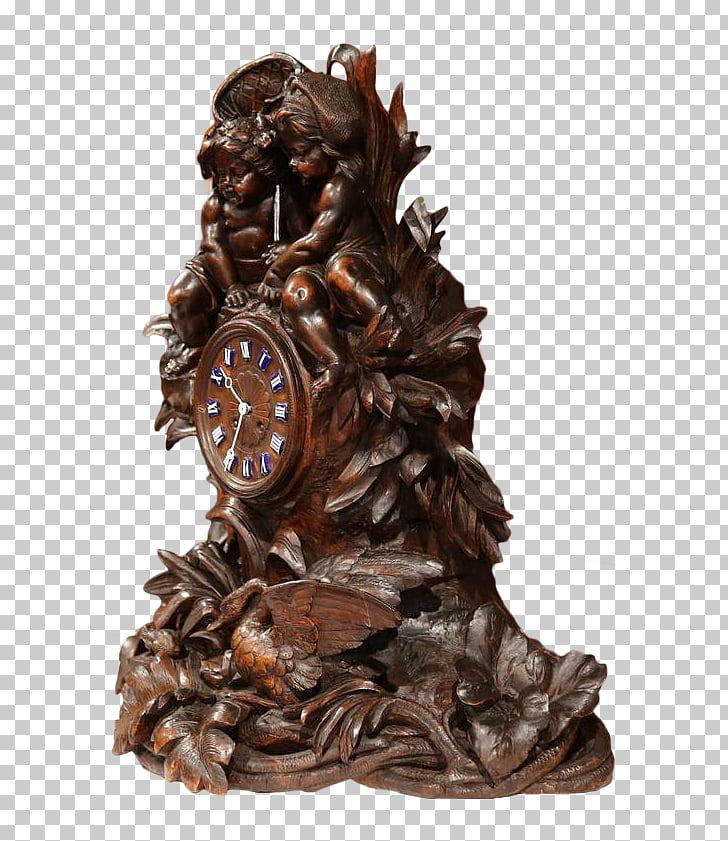 Mantel Clock Fireplace Mantel Black Forest Antique Clock Png