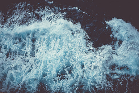 aerial photo, ocean, splash, water thumbnail