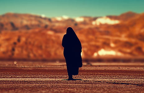 silhouette of person standing on desert thumbnail