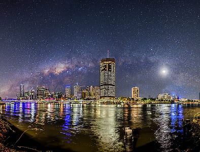 time lapse photography of lighted buildings thumbnail