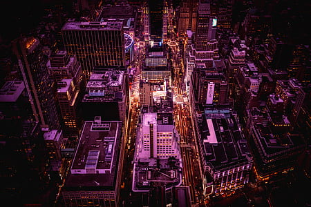 high-angle photography of high-rise building during nighttime thumbnail