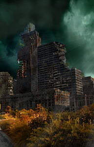 destroyed building illustration thumbnail