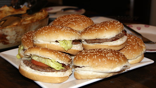 hamburgers in square white plate thumbnail