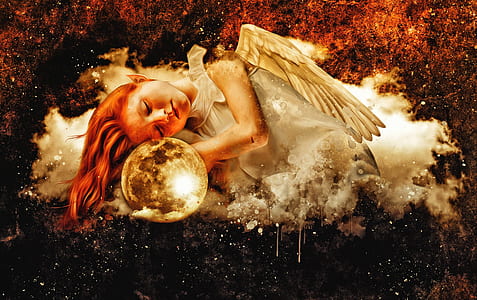 girl with wing sleeping illustration thumbnail