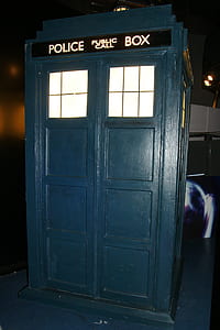 turned-on blue Police police call box booth thumbnail
