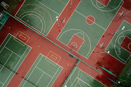 top view photography of basketball stadium thumbnail