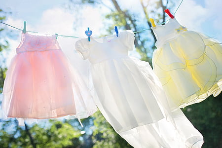 girl's three pink, white, and yellow sleeveless dress thumbnail