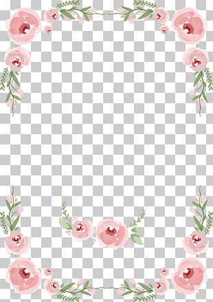 Wedding invitation Rose , Hand painted roses flowers and flowers wedding invitation border, pink petaled flowers illustration PNG clipart