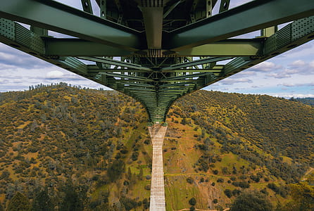 aerial photography of green metal bridge thumbnail