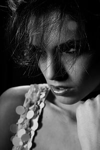 greyscale photo of woman wearing spaghetti strap shirt thumbnail