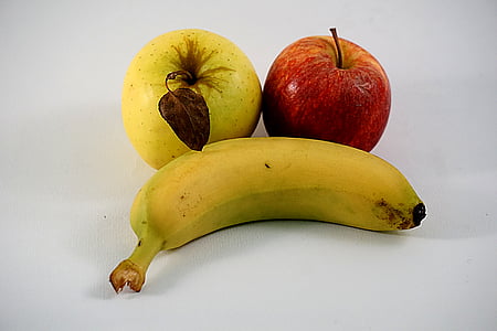ripe banana and red and yellow apple fruits thumbnail