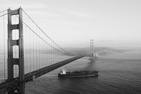 grayscale photo of golden gate bridge thumbnail