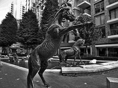 Grayscale Photo of Horse Staue thumbnail