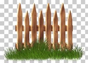 Fence Garden Lawn , Transparent Wooden Garden Fence with Grass , brown wooden fence with green grass illustration PNG clipart