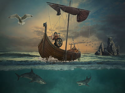 man on boat painting thumbnail
