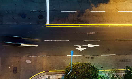 bird's eye view of highway with light post thumbnail