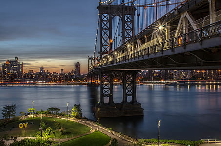 gray bridge during nighttime thumbnail