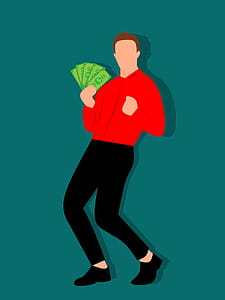 Fancy man with fan of cash money. thumbnail