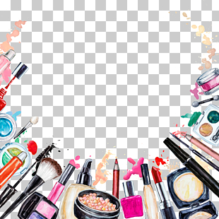 Cosmetics Beauty Lipstick Makeup brush Eye shadow, Creative Makeup Tools, illustration of cosmetic lot PNG clipart