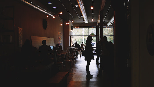 silhouette photography of woman standing in room thumbnail