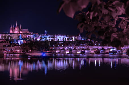city, sky, night, water thumbnail