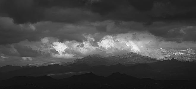 grayscale photo of mountains thumbnail
