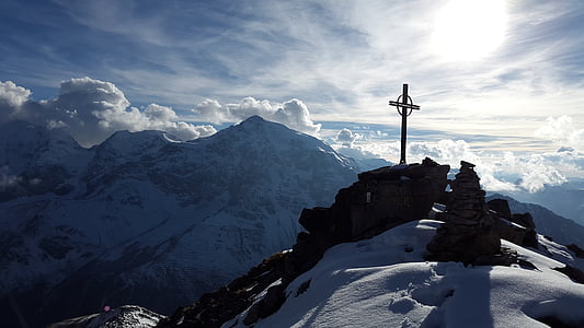 snow covered mountain under cloudy sky during daytime thumbnail