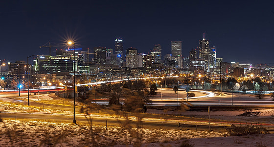 Night time Skyline of Denver, Colorado thumbnail