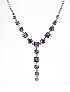 silver-colored clear and purple gemstone necklace thumbnail