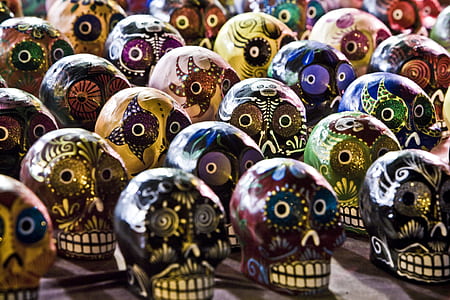 assorted-color skull figurines thumbnail