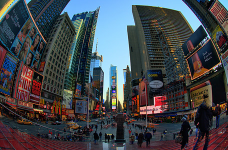 fish eye photo of New York Time Square thumbnail