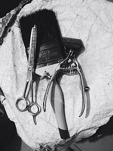 gray and white hair cutting set on textile thumbnail