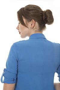 women's blue collared shirt thumbnail