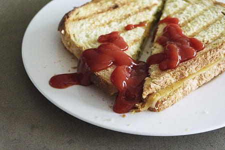 sandwich with sauce in white plate thumbnail
