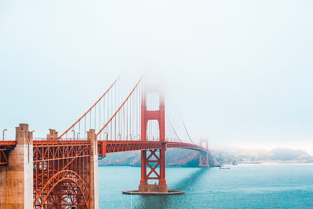 The Golden Gate Bridge Partly Covered in Fog thumbnail