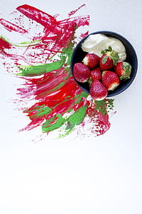Strawberries And Cream With Color Photo thumbnail