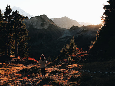 woman standing on field near cliff thumbnail
