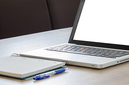laptop, notebook, pen, table thumbnail