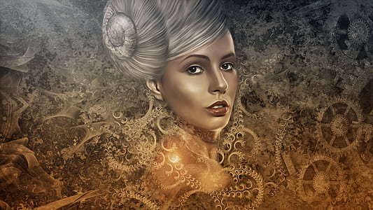 woman with headdress and gear background wallpaper thumbnail