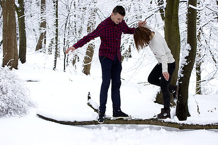 cold, snow, landscape, couple thumbnail
