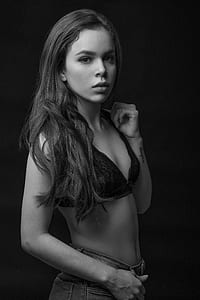 woman in black brassiere and denim bottoms thumbnail