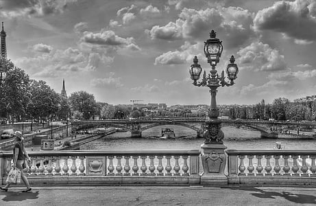 grayscale photography of post and bridge thumbnail