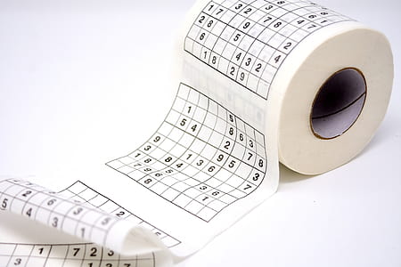 white and black Sudoku-printed tissue paper thumbnail